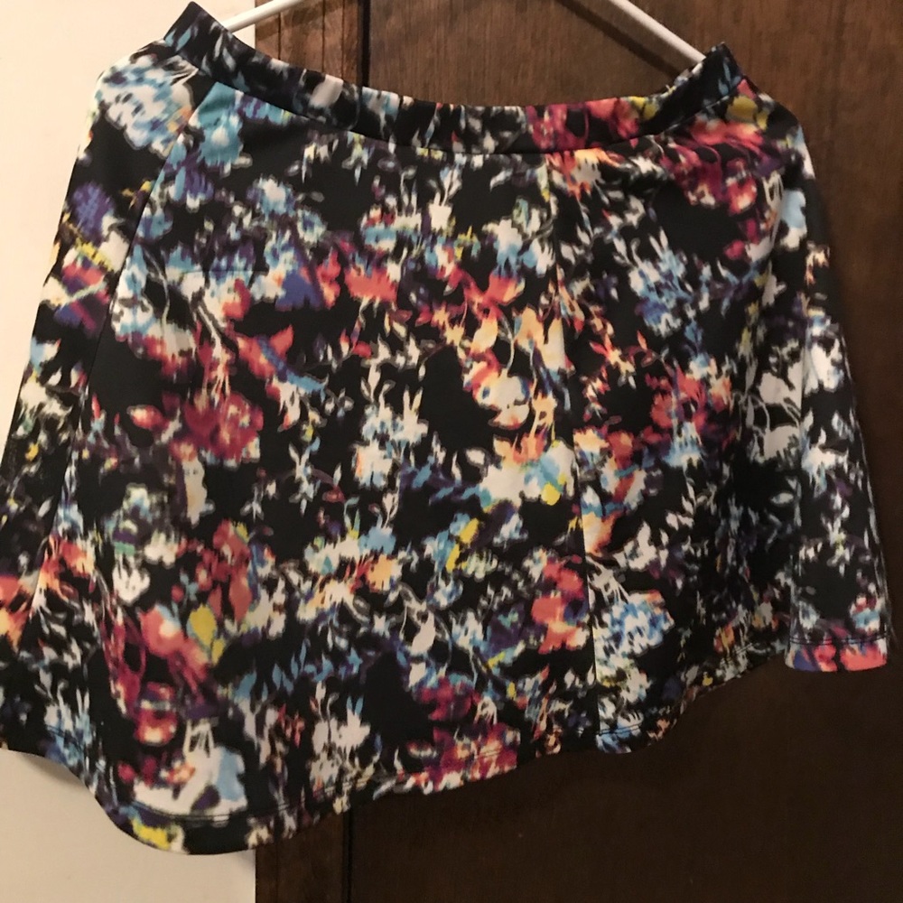Black and flower print skirt